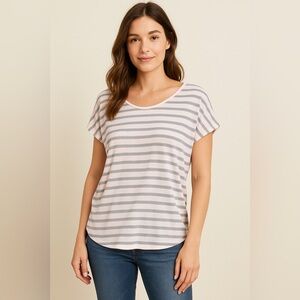 LOFT Petites Striped Short Sleeve Blouse – Size LP